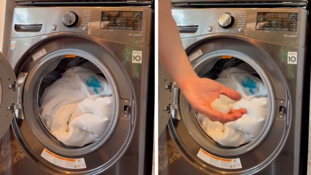 TikTok washing laundry whites cleaning hack
