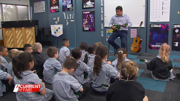 A music teacher and classroom