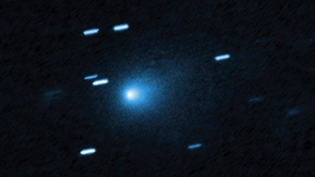 Hubble captured this image of the interstellar comet 3I/ATLAS on July 21, 2025, when the comet was 277 million miles from Earth. Hubble shows that the comet has a teardrop-shaped cocoon of dust coming off its solid, icy nucleus.
