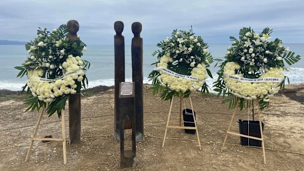 Each carved trunk represents one of the surfers, evoking the image of driftwood sculpted by time and tide. Two of the pieces are intertwined at their base, symbolising the unbreakable bond between brothers Callum and Jake. 