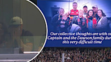 Jordan Dawson's emotional reaction to his brother's tribute.
