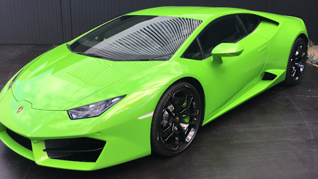 A $460,000 Lamborghini Huracan in Verde Mantis comes with the property.