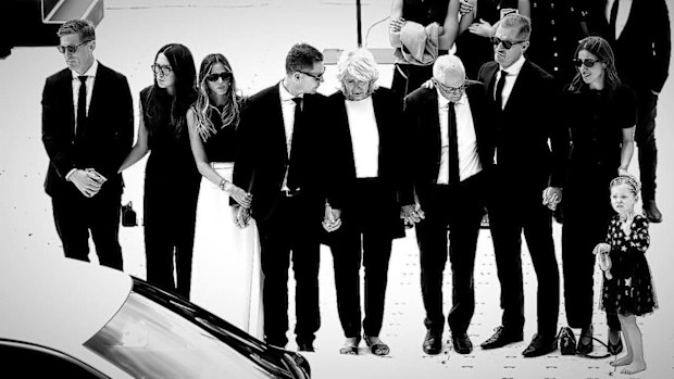The Selwood family farewell Troy Selwood at his funeral.