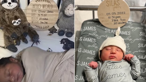 Twins give birth to babies on the same day. 