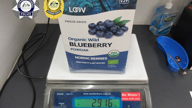 A 26-year old man from Hungary has been jailed for trying to smuggled 9kg of methamphetamine worth more than $8m into Australia hidden inside blueberry powder packaging.