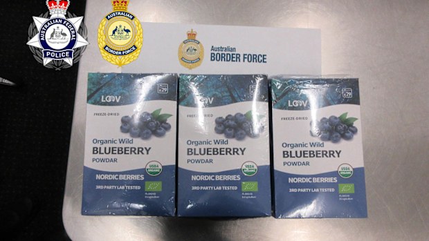 A 26-year old man from Hungary has been jailed for trying to smuggled 9kg of methamphetamine worth more than $8m into Australia hidden inside blueberry powder packaging.