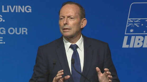 Incoming Liberal Party President Tony Abbott at the party conference in Victoria. 