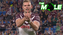 Tom Trbojevic's 'That's Gold' after scoring for Manly. 