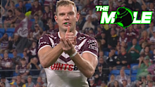 Tom Trbojevic's 'That's Gold' after scoring for Manly. 