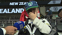 Young Kiwis fan Griffin Vary could not believe his luck after being gifted Shaun Johnson's playing jersey.