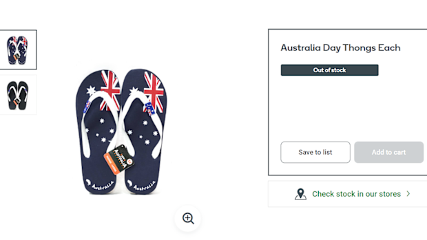 An example of the previous Australia Day merchandise sold at Woolworths.