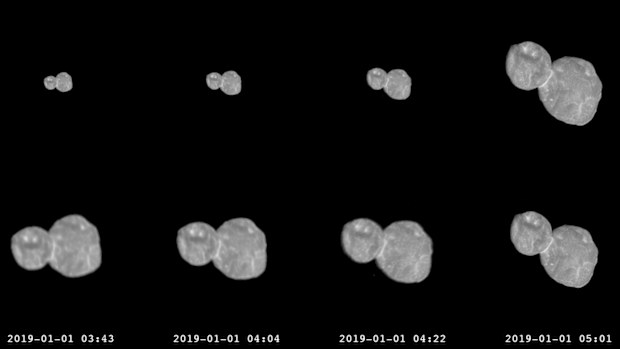 A series of photographs made by the New Horizons spacecraft as it approached the object last January.