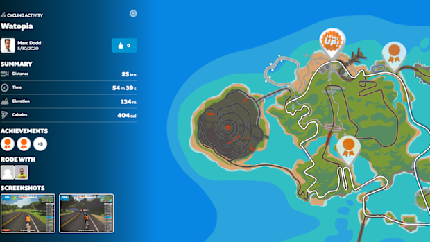 A cycle through Watopia, complete with trip to the centre of a volcano.