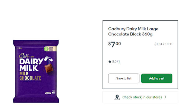 A screen shot from the Woolworths website