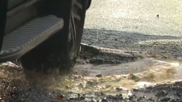A large pothole.