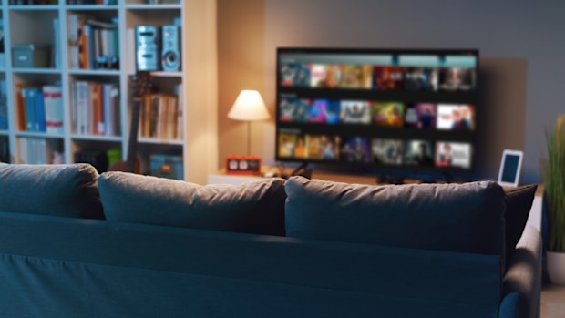 Video on demand menu on a smart TV screen