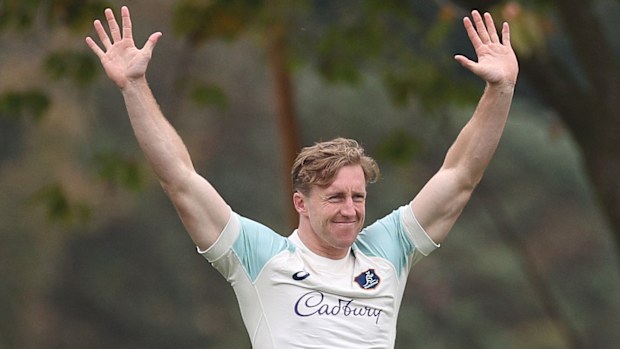 Harry Potter of Australia takes part in a training session at The Lensbury.