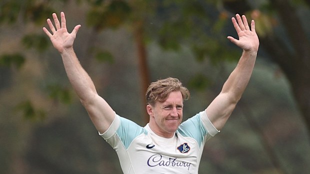 Harry Potter of Australia takes part in a training session at The Lensbury.