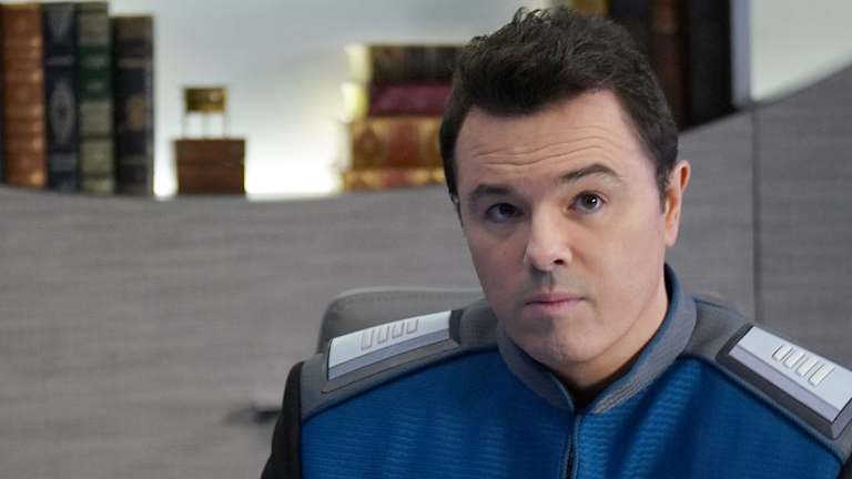 Seth MacFarlane as spaceship commander Ed in <i>The Orville</i>.