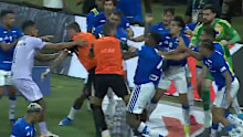 The brawl started at one end of the field and finised at the other.