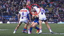Tariq Sims was sin binned for this shot on Jackson Hastings. 