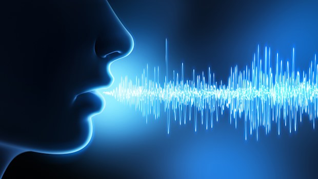 Human face and mouth and sound waves - 3D illustration