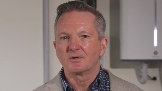 Energy Minister Chris Bowen at a press conference this morning. 