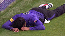 Nikhil Chaudhary lies on the ground. 