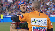 Kalyn Ponga was in agony after a Jesse Ramien hit. 