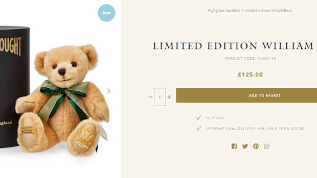 Just 200 of the 'William' teddy bears have been made.