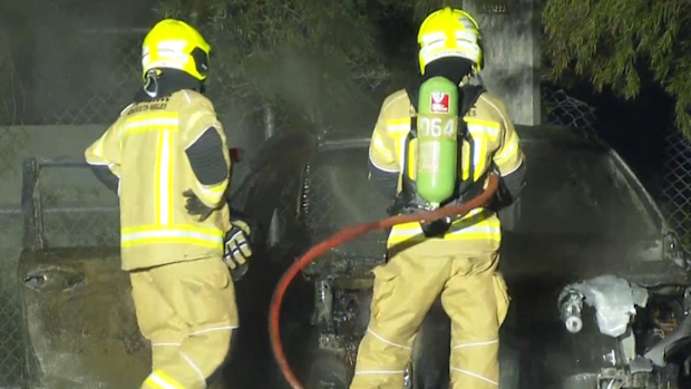Police were called to Welfare Avenue in Beverly Hills just before 11.30pm following reports of a car fire. 