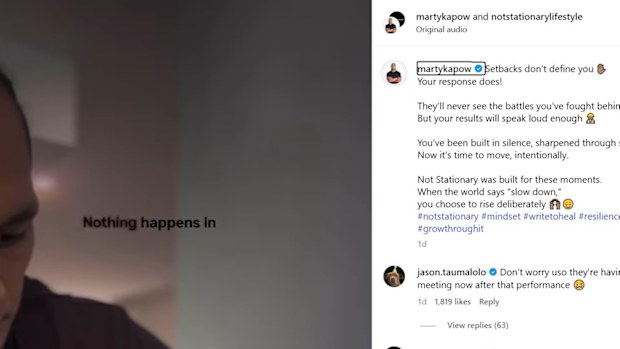Jason Taumalolo reacted to Marty Taupau's Instagram post.