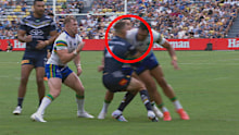 Jordan Rapana is facing three weeks on the sidelines for this hit on Scott Drinkwater.