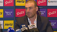 Sacked Demons coach Simon Goodwin speaks to media.