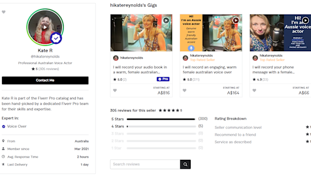Kate Reynolds' profile on Fiverr.