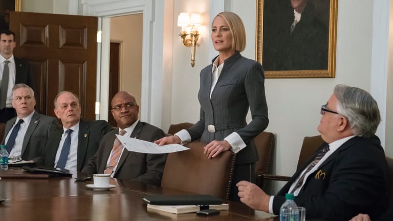 As Claire Underwood, Wright faces internal enemies in House of Cards season 6. 