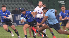 Taniela Tupou trips Hamish Stewart.