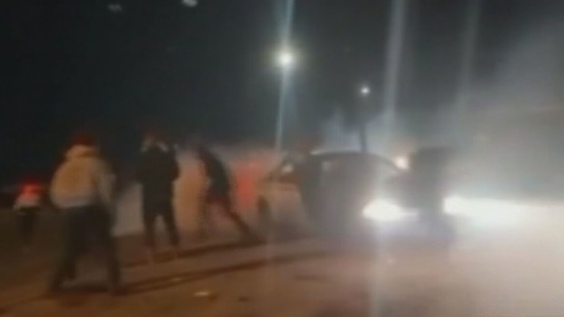A 15-year-old boy has been hit by a car which lost control during a burnout in Adelaide's north-west.The car swerved straight into a group of people on New Haven Road in Gillman before the boy was struck and knocked the ground before the vehicle clipped another car at about 1am.