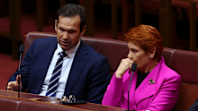 Matt Canavan and Pauline Hanson in the Senate.