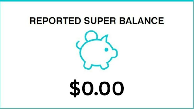 Superannuation balance showing zero