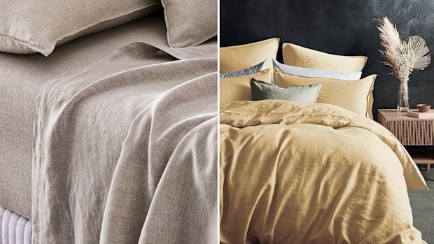 Linen sheets from Adairs and Target