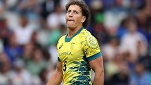 Mark Nawaqanitawase reacts during Australia's win over Samoa on day one of the rugby sevens at the Olympic Games in Paris.