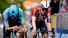 Lennert Van Eetvelt of Belgium and Team Lotto Intermarche crosses the finish line during the 109th Giro d'Italia 2026, Stage 9 a 184km stage from Cervia to Corno alle Scale 1469m / #UCIWT / on May 17, 2026 in Corno alle Scale, Italy. (Photo by Tim de Waele/Getty Images)