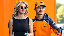 Lando Norris of Great Britain and McLaren walks in the paddock with his girlfriend, Portuguese model Margarida Corceiro, during final practice ahead of the F1 Grand Prix of Italy at Autodromo Nazionale Monza on September 6, 2025 in Monza, Italy.