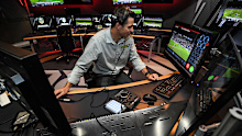 Bernard Sutton is pictured operating the NRL Bunker in 2016.
