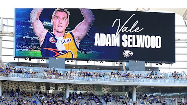 A moments silence is observed to pay tribute to Adam Selwood during the round ten AFL match between Waalitj Marawar (West Coast Eagles) and Euro-Yroke (Saint Kilda Saints) at Optus Stadium, on May 18, 2025, in Perth, Australia. 