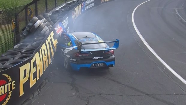 Cooper Murray suffered a heavy crash at the end of the Dunlop Series race.