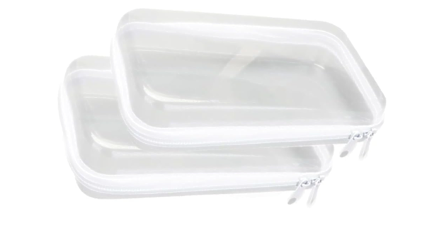 Amazon sells the two-pack portable hard clear zipper cases for $12. 