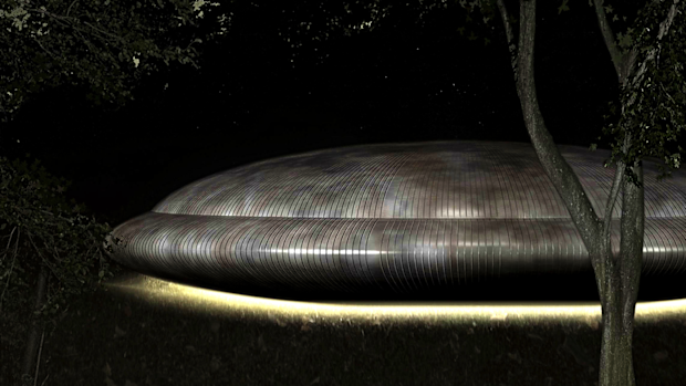A depiction of what Mr Reed and his family claim to have seen that night. He claims the disk was "silently hovering".