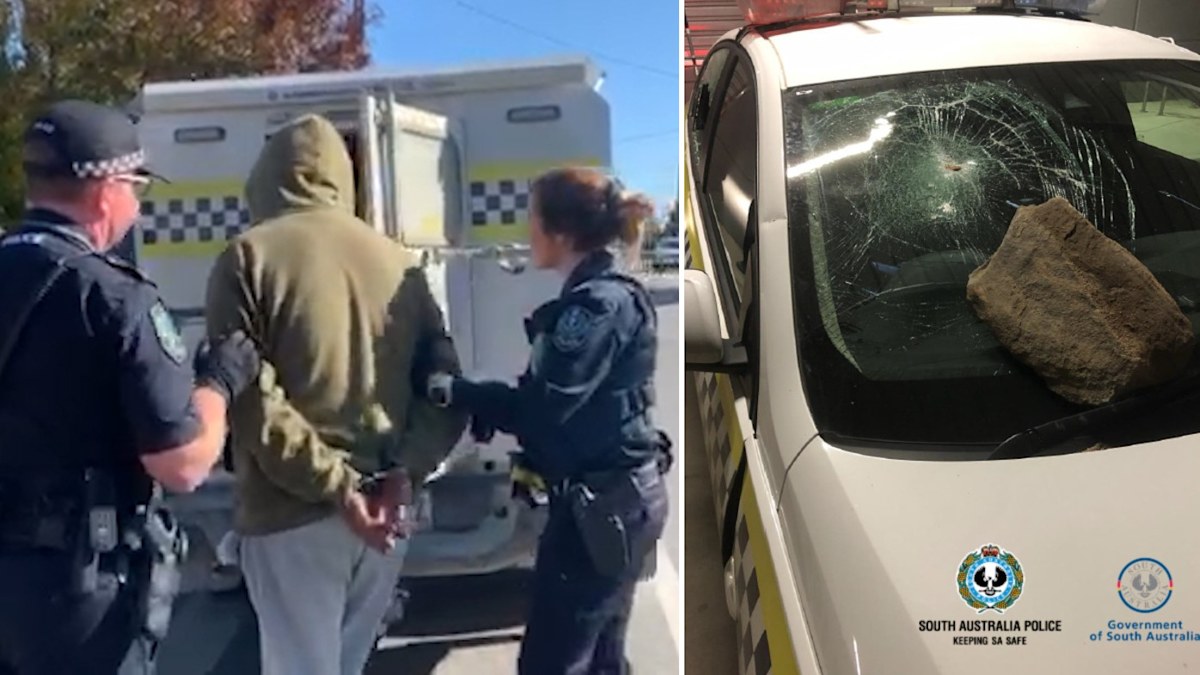 SA police car pummelled with rocks in Murray Bridge, prompting four ...
